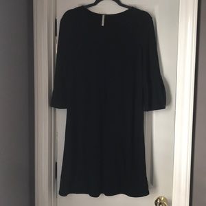 Black shift dress with bell sleeves
